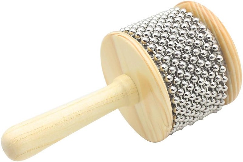 Mowind Wooden Cabasa Hand Shaker Percussion Instrument with Metal Beads for Classroom Band 3.4" Size - Image 1